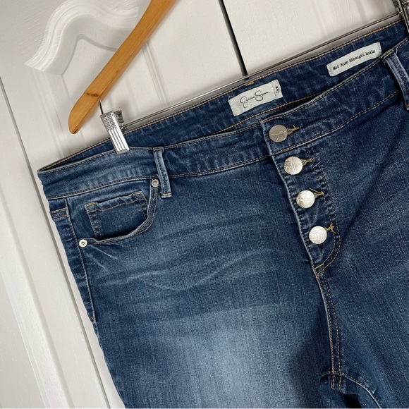 Jessica Simpson Exposed Button Fly Straight Ankle Jeans Women’s 18W Distressed - Picture 3 of 15